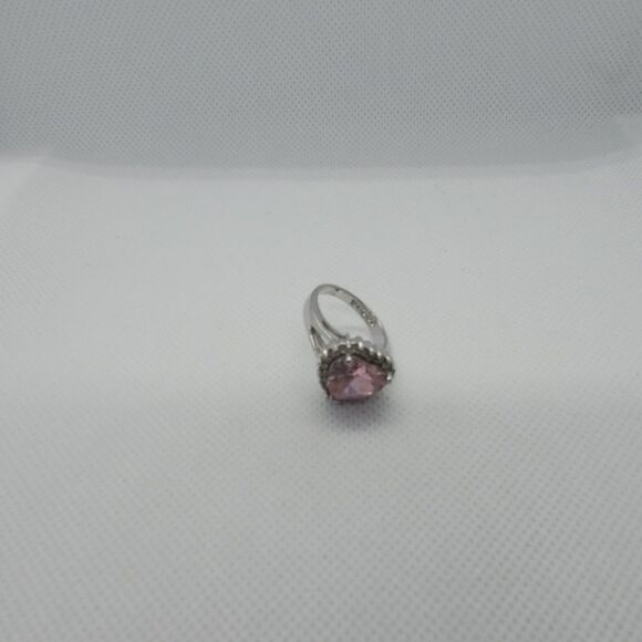 18k GERSC White Gold Pink Heart Ring - Picture 6 of 6